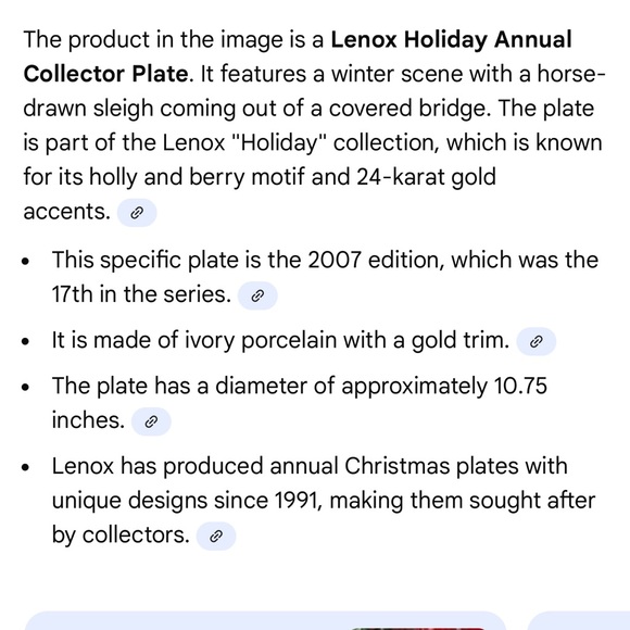 Lenox Annual Holiday Collector Plate 2007 - Picture 5 of 5